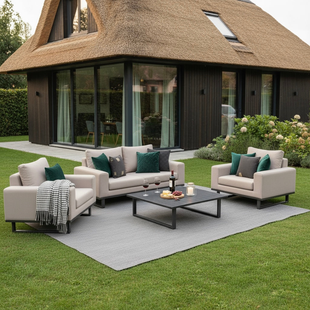 Outdoor Lounge Set Sava 100% wetterfest mit LIKA-TEX® Bezug sand (natur)