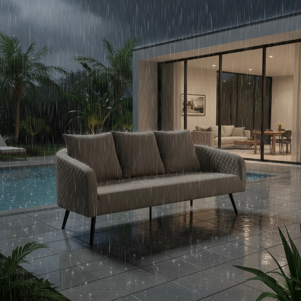 LUXUS! Outdoor Sofa Puro 100% wetterfester LIKA-TEX® Bezug sand (natur)