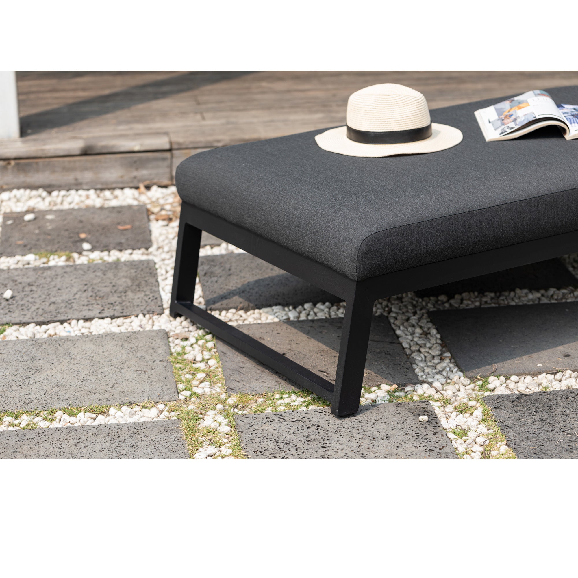 Outdoor Sonnenliege Heritage 100% LIKA-TEX® Bezug in Lava (anthrazit) / Wetterfest