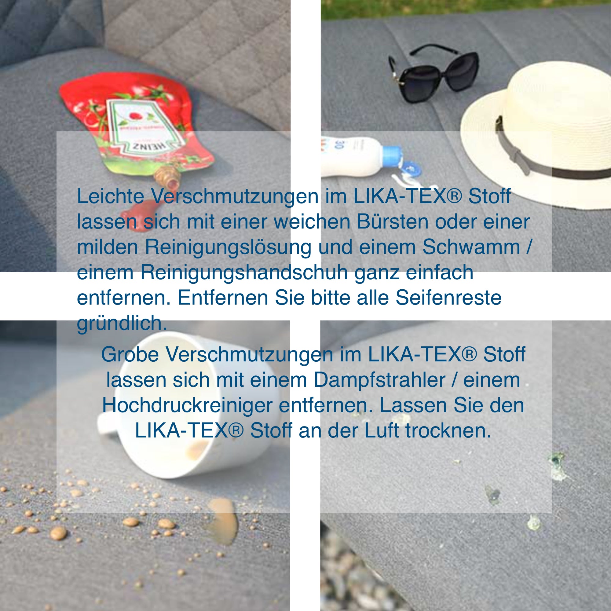 Outdoor Alu Dining Set Evara / VELUVÉ by LIKA-TEX® pearl - 100% wetterfest