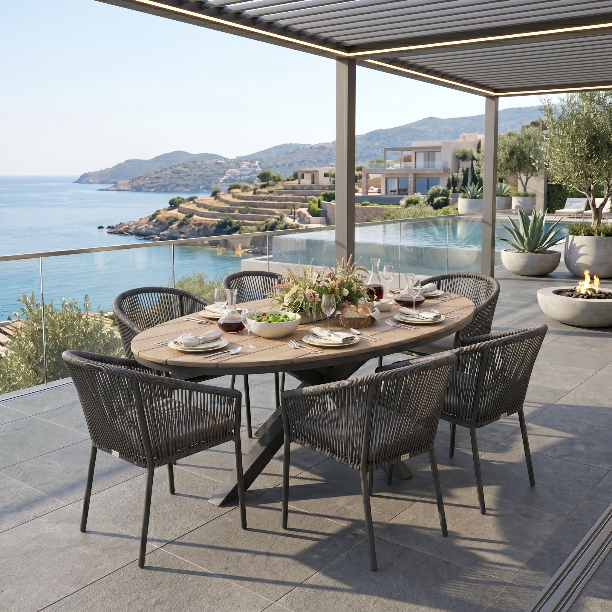 Gartenmöbel-Set Volterra Oak & Manhattan – Stilvoller Komfort für gesellige Stunden im Freien
