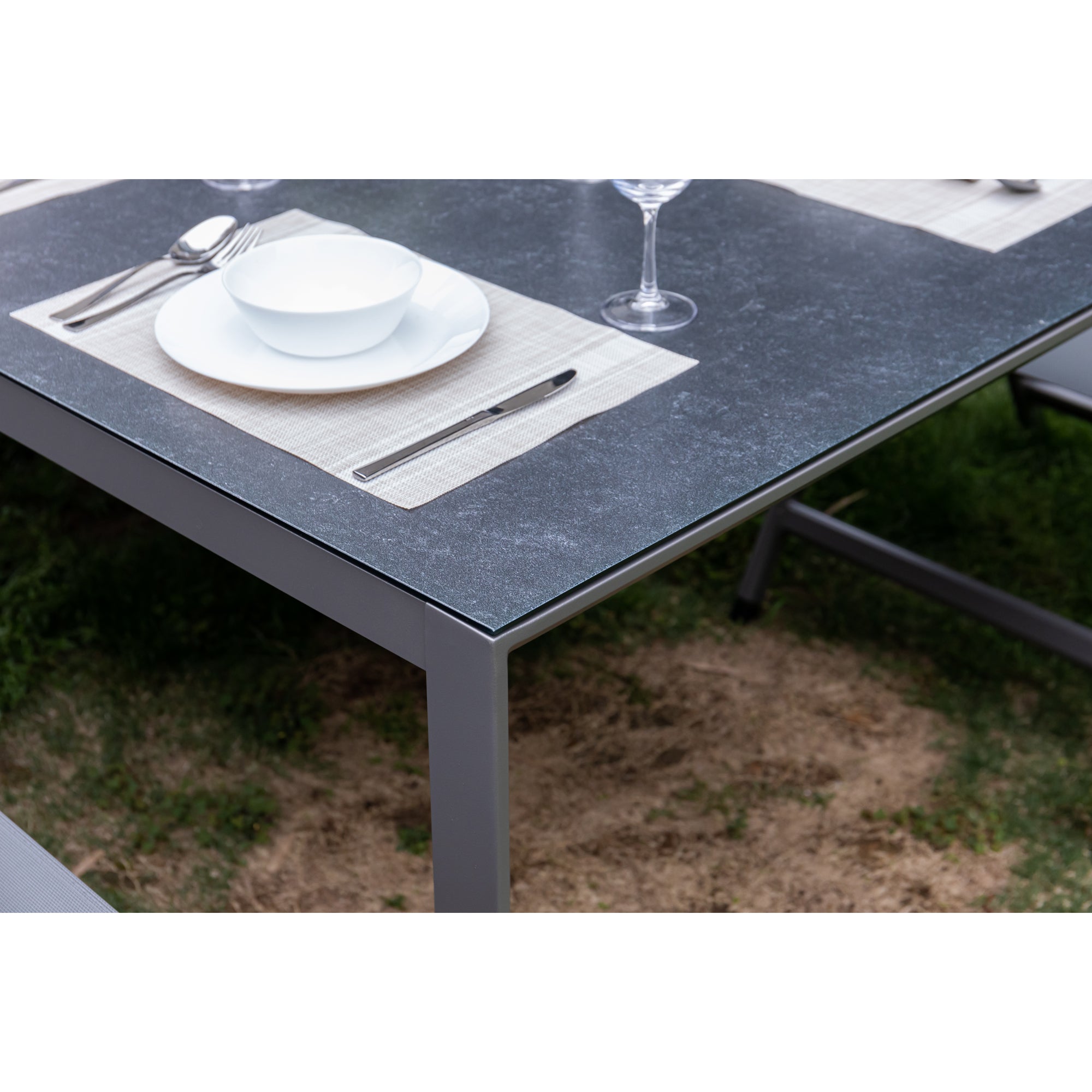 7 tlg. Premium Dining Set / Essgruppe Avantage Silver Moon inkl. Dining Tisch Lyon 220 x 100cm