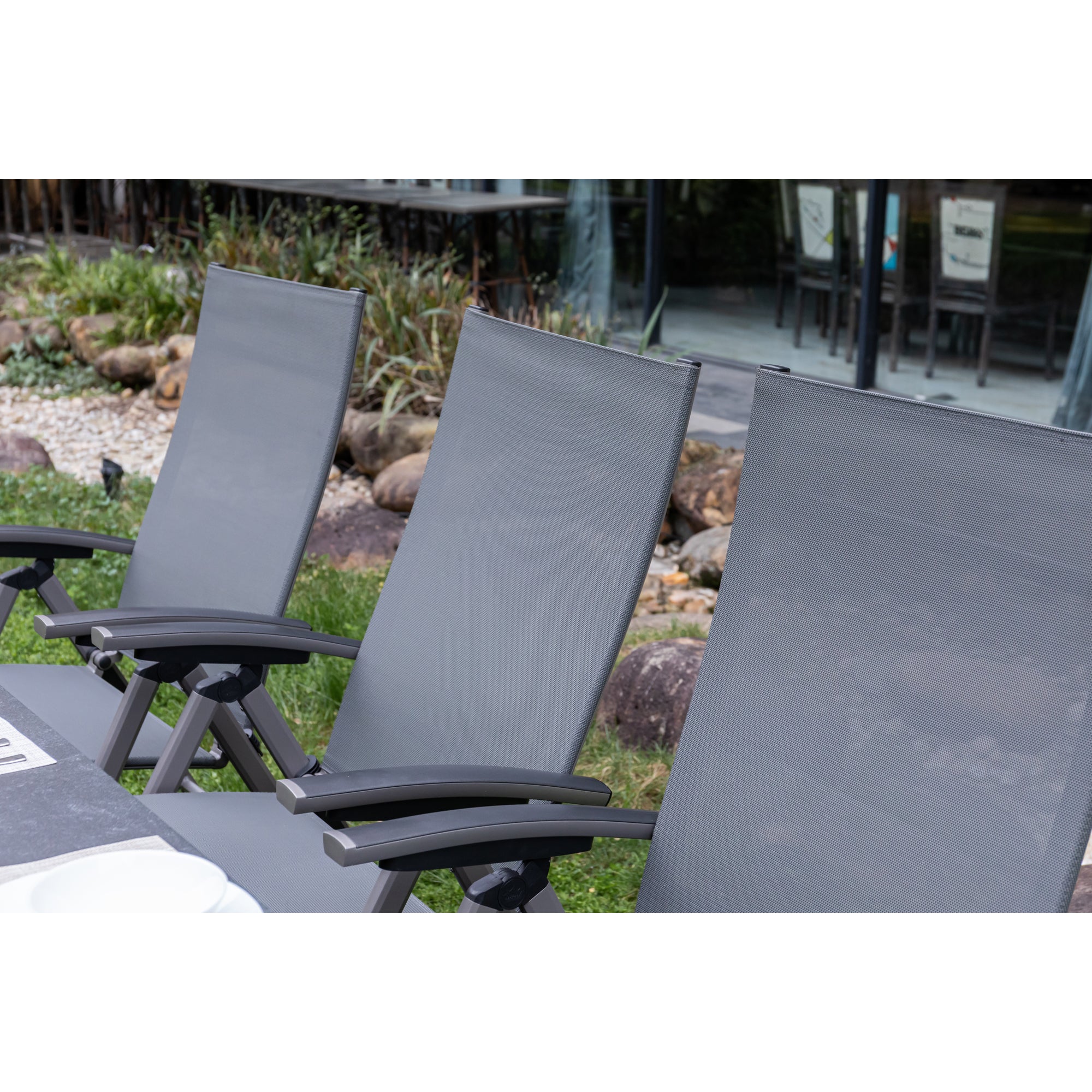 7 tlg. Premium Dining Set / Essgruppe Avantage Silver Moon inkl. Dining Tisch Lyon 220 x 100cm