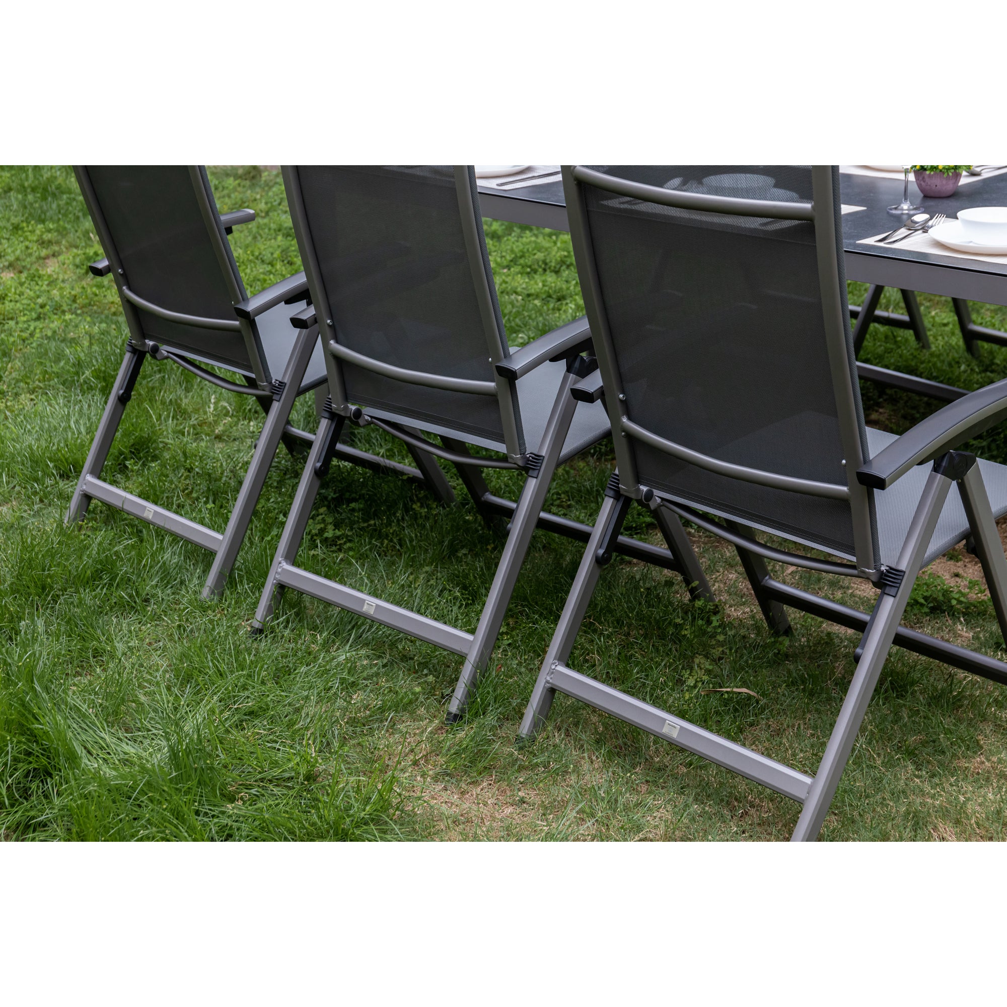 7 tlg. Premium Dining Set / Essgruppe Avantage Silver Moon inkl. Dining Tisch Lyon 220 x 100cm