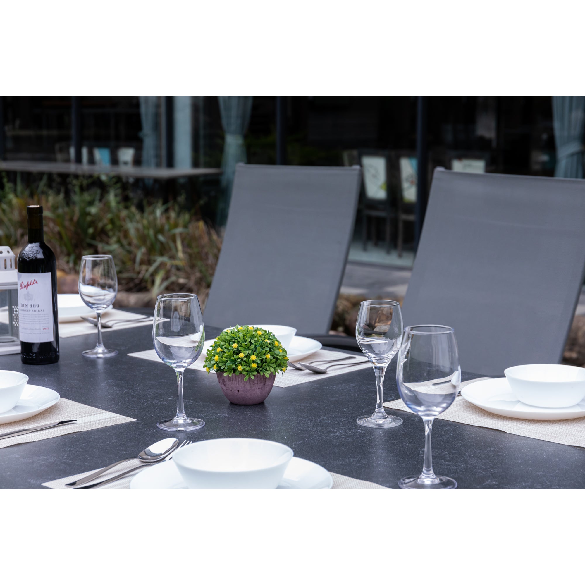 7 tlg. Premium Dining Set / Essgruppe Avantage Silver Moon inkl. Dining Tisch Lyon 220 x 100cm