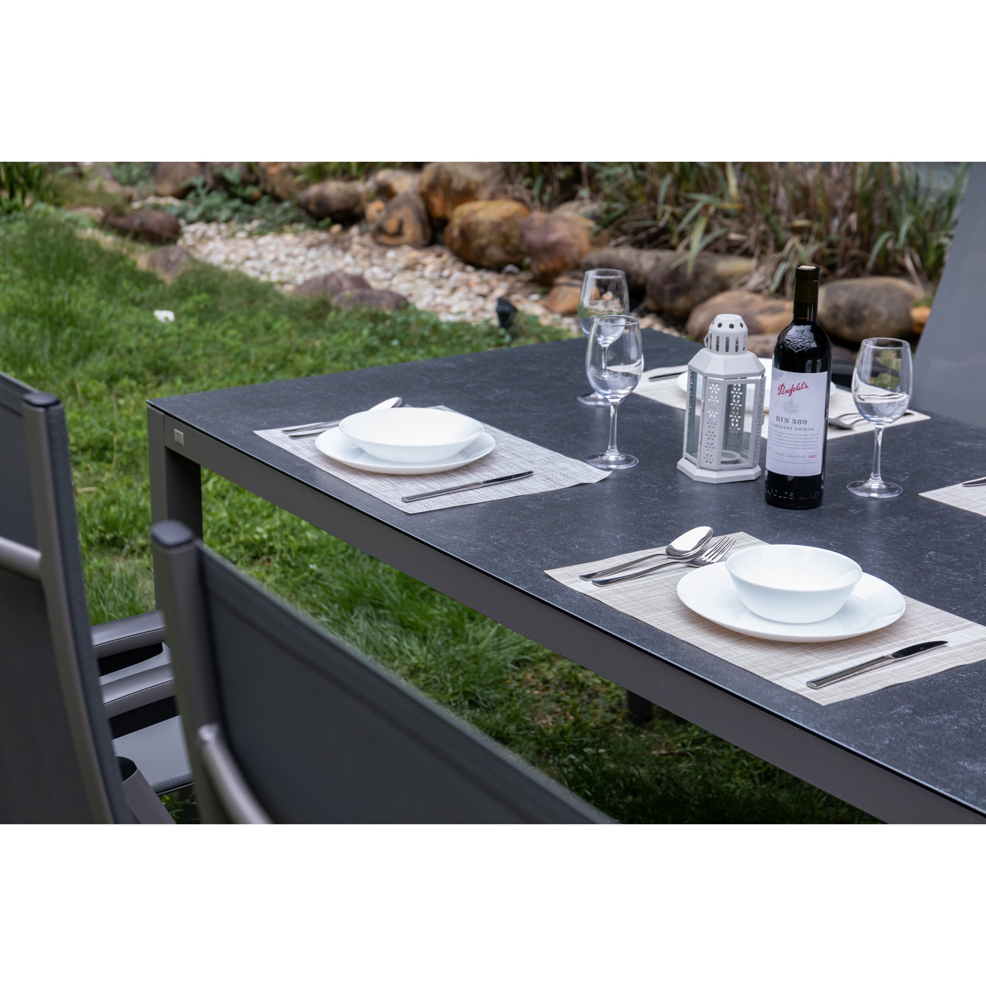 7 tlg. Premium Dining Set / Essgruppe Avantage Silver Moon inkl. Dining Tisch Lyon 220 x 100cm