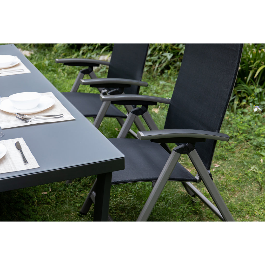 7 tlg. Premium Dining Set / Essgruppe Avantage Dark Moon inkl. 220 cm Tisch Ravello