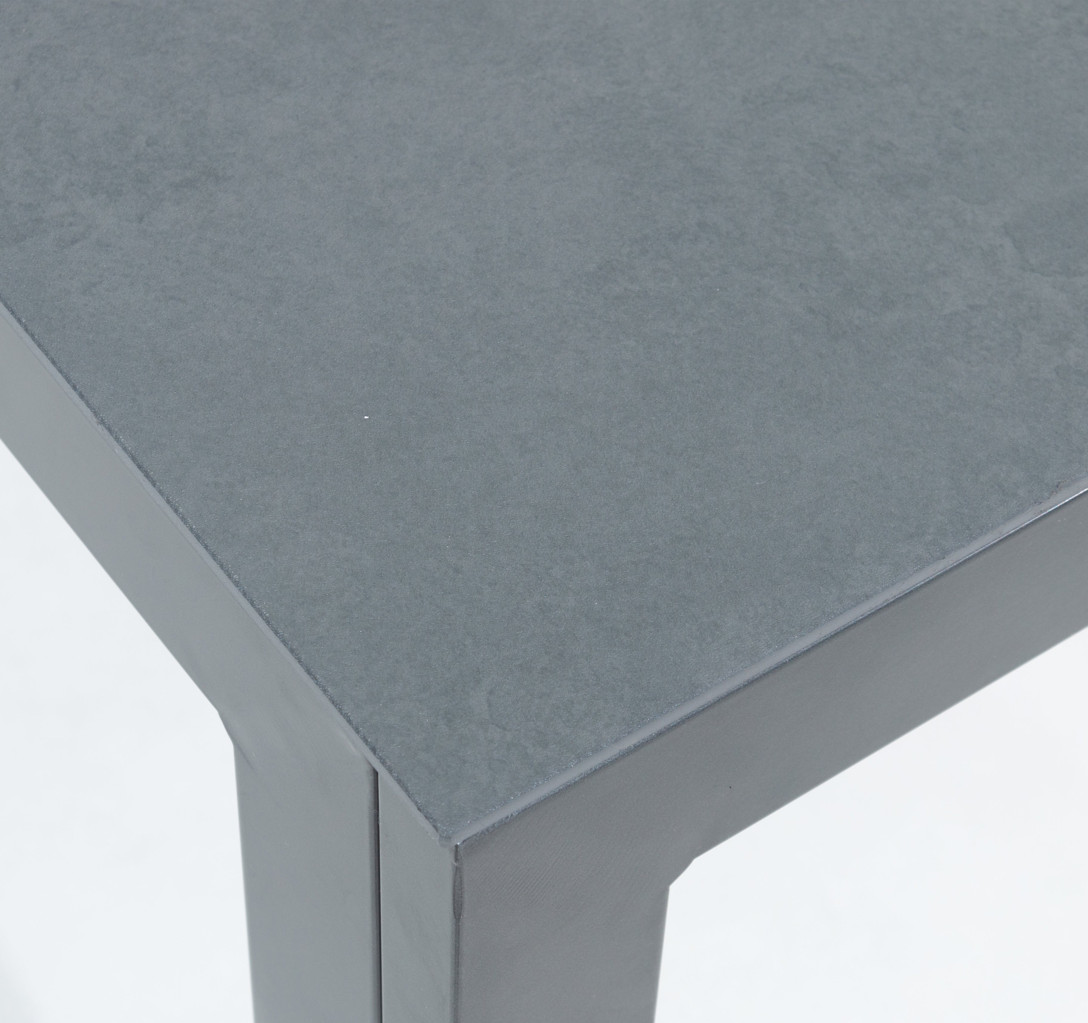 Aluminium Dining Tisch Luna Stellar 220 x 100 x 74cm grau / Dekorglas Tischplatte