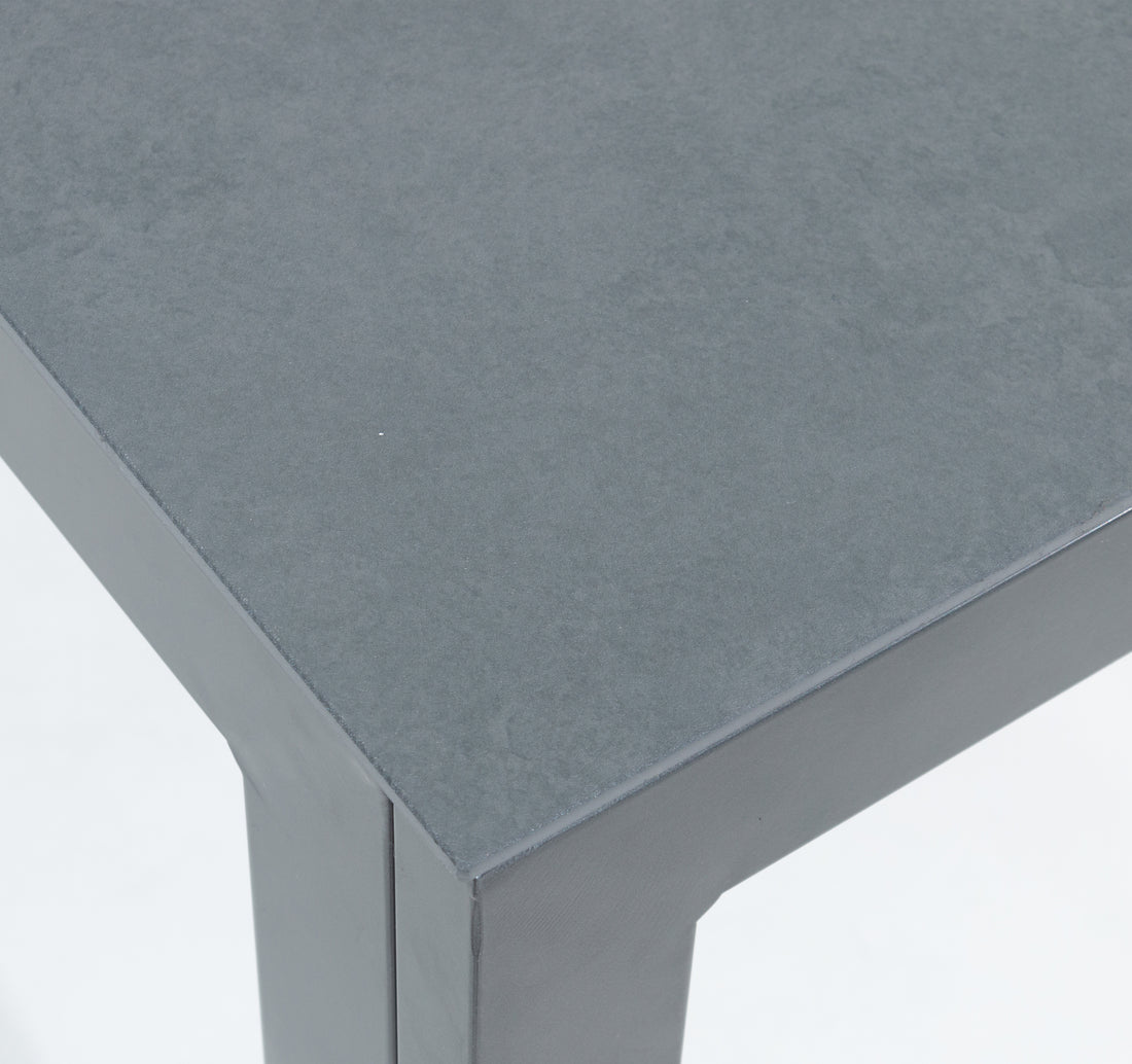 Aluminium Dining Tisch Luna Stellar 150 x 80 x 74cm grau / Dekorglas Tischplatte