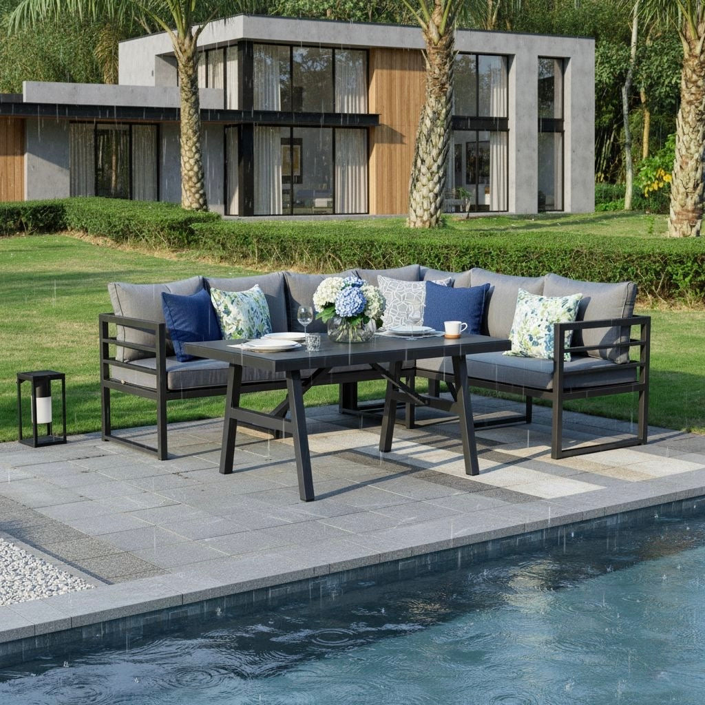 LUXUS PUR! Dining Eck Lounge Java / Schenkel variabel stellbar - Sunbrella® Bezug 100% Wetterfest