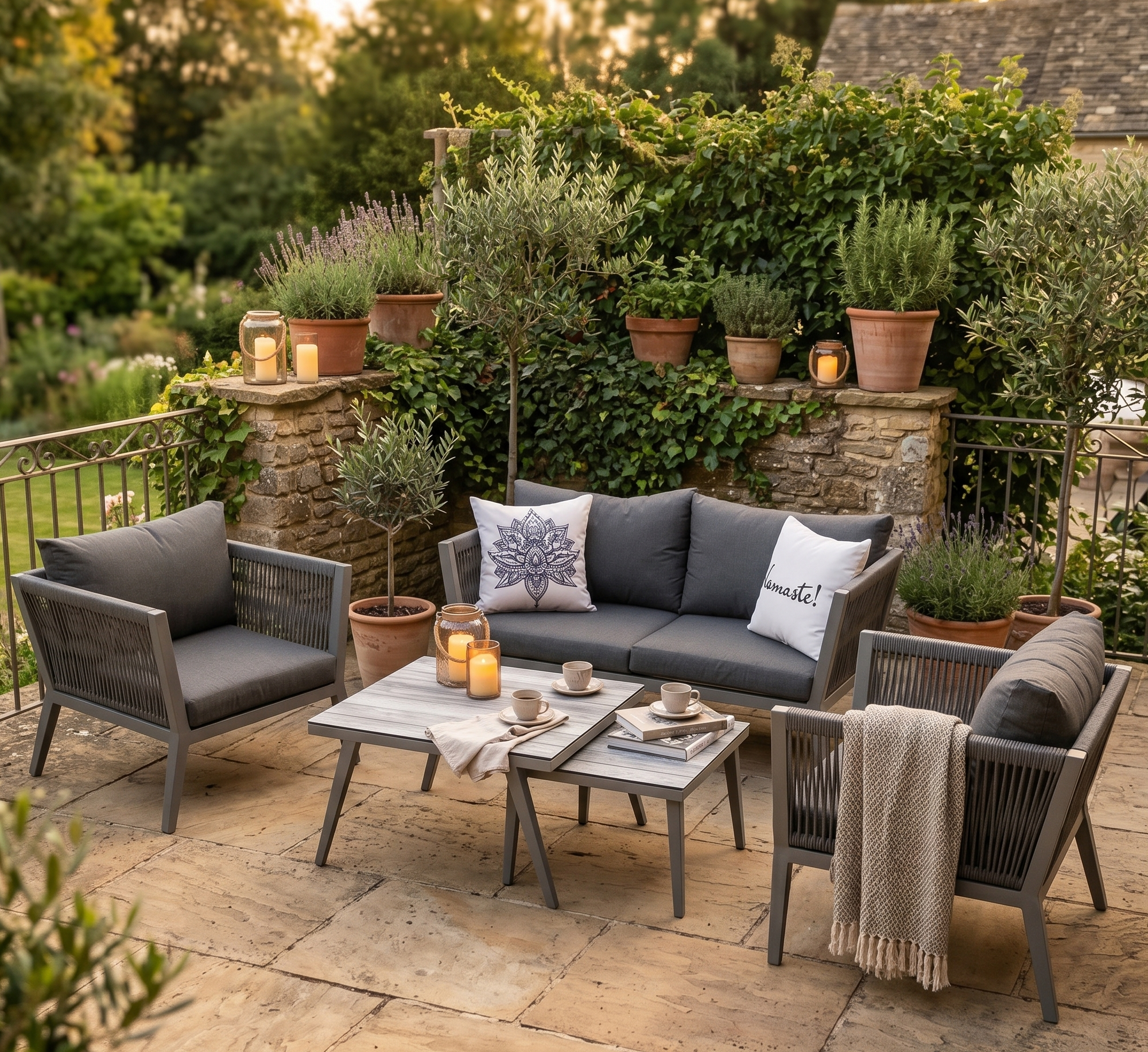 🔥 DEAL OF THE WEEK 🔥 Exclusive Line Lounge Set Namaste / Aluminium kombiniert mit Rope