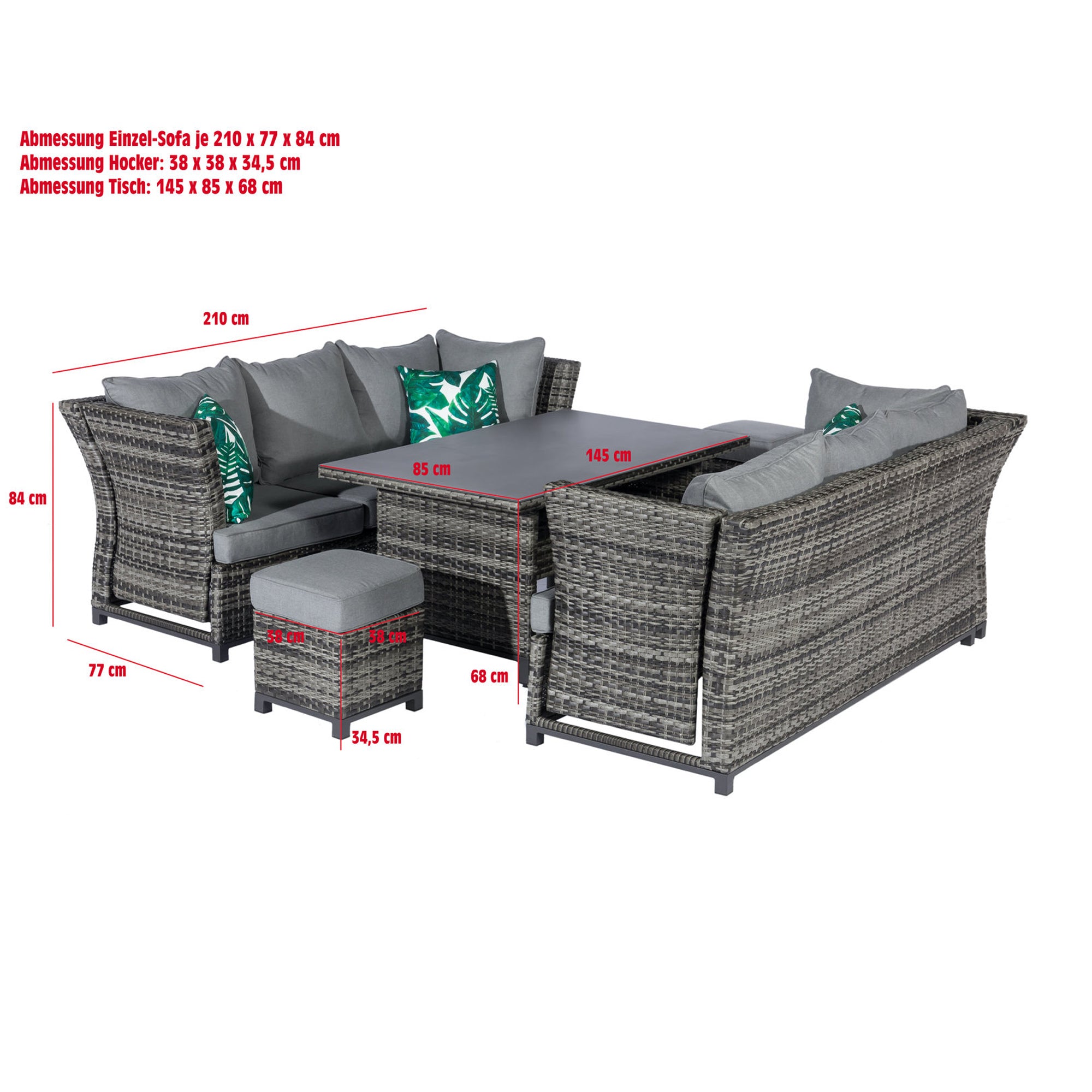 Dining Eck-Lounge Set Havanna Deluxe Moon grey - 3in1 Funktion (variabel stellbar)