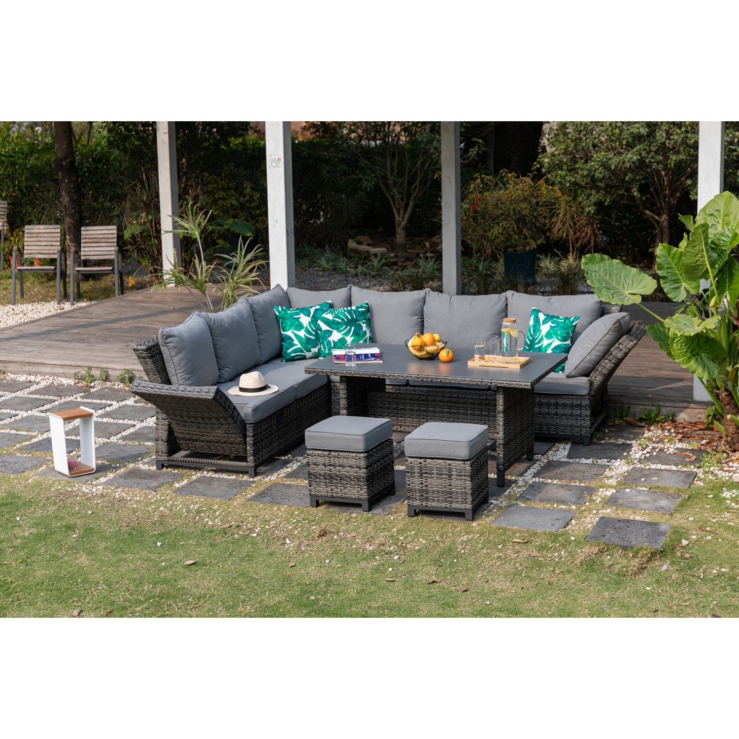 Dining Eck-Lounge Set Havanna Deluxe Moon grey - 3in1 Funktion (variabel stellbar)