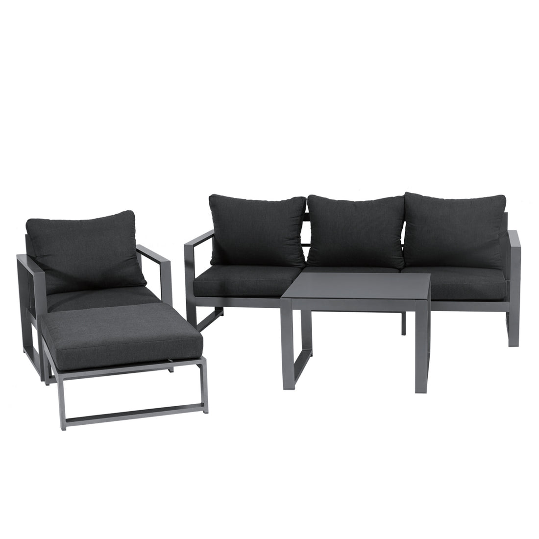 XL Aluminium Lounge Set Santana inkl. Sessel und Hocker