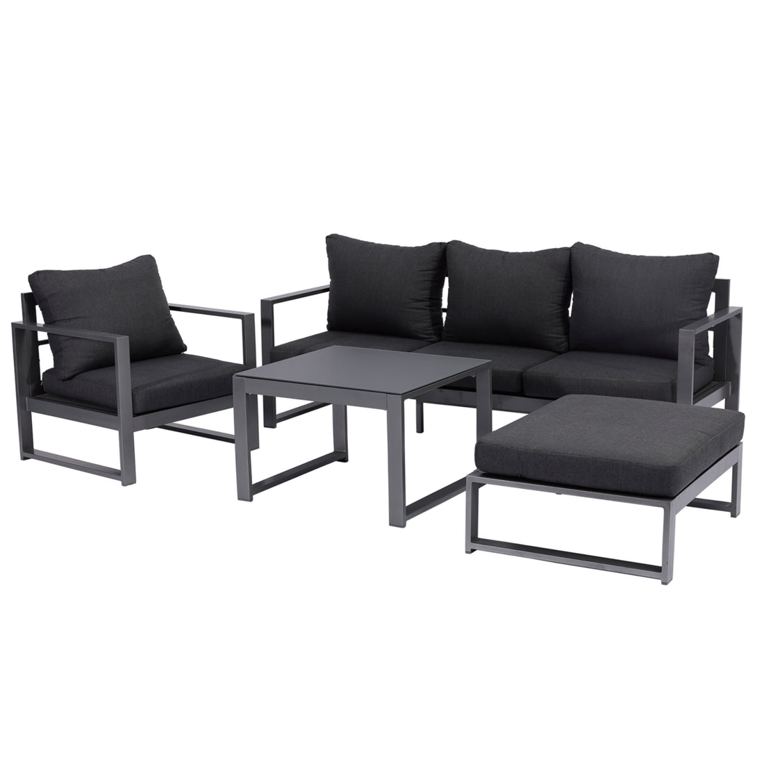 XL Aluminium Lounge Set Santana inkl. Sessel und Hocker