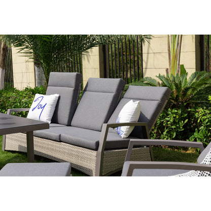 Salerno Designer Lounge Set Alu / Polyrattan alle Rückenteile stufenlos verstellbar