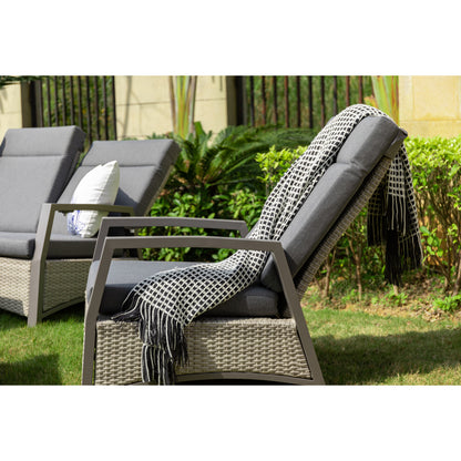 Salerno Designer Lounge Set Alu / Polyrattan alle Rückenteile stufenlos verstellbar