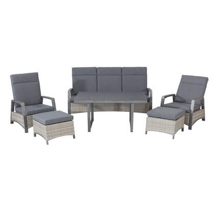 Salerno Designer Lounge Set Alu / Polyrattan alle Rückenteile stufenlos verstellbar