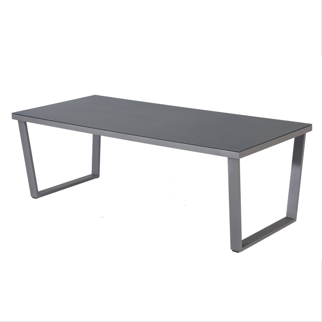 Aluminium Dining Tisch Salerno mit aufliegender Strukturglasplatte 220 x 100 x 74 cm