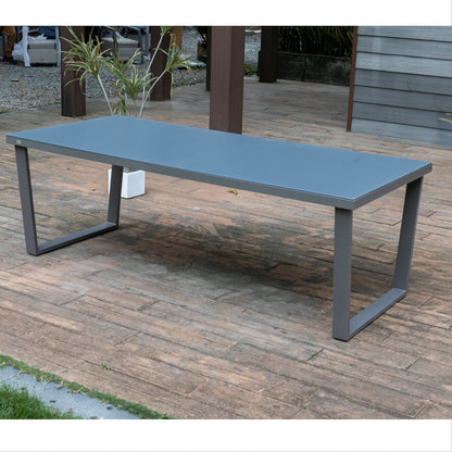 Aluminium Dining Tisch Salerno mit aufliegender Strukturglasplatte 220 x 100 x 74 cm