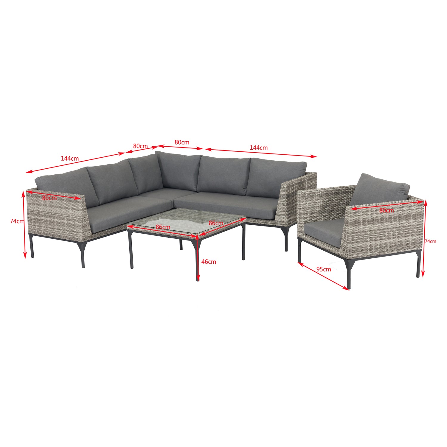 XXL Design Eck Lounge Set Pulsano Gartenmöbel Gruppe Sofa inkl. Sessel