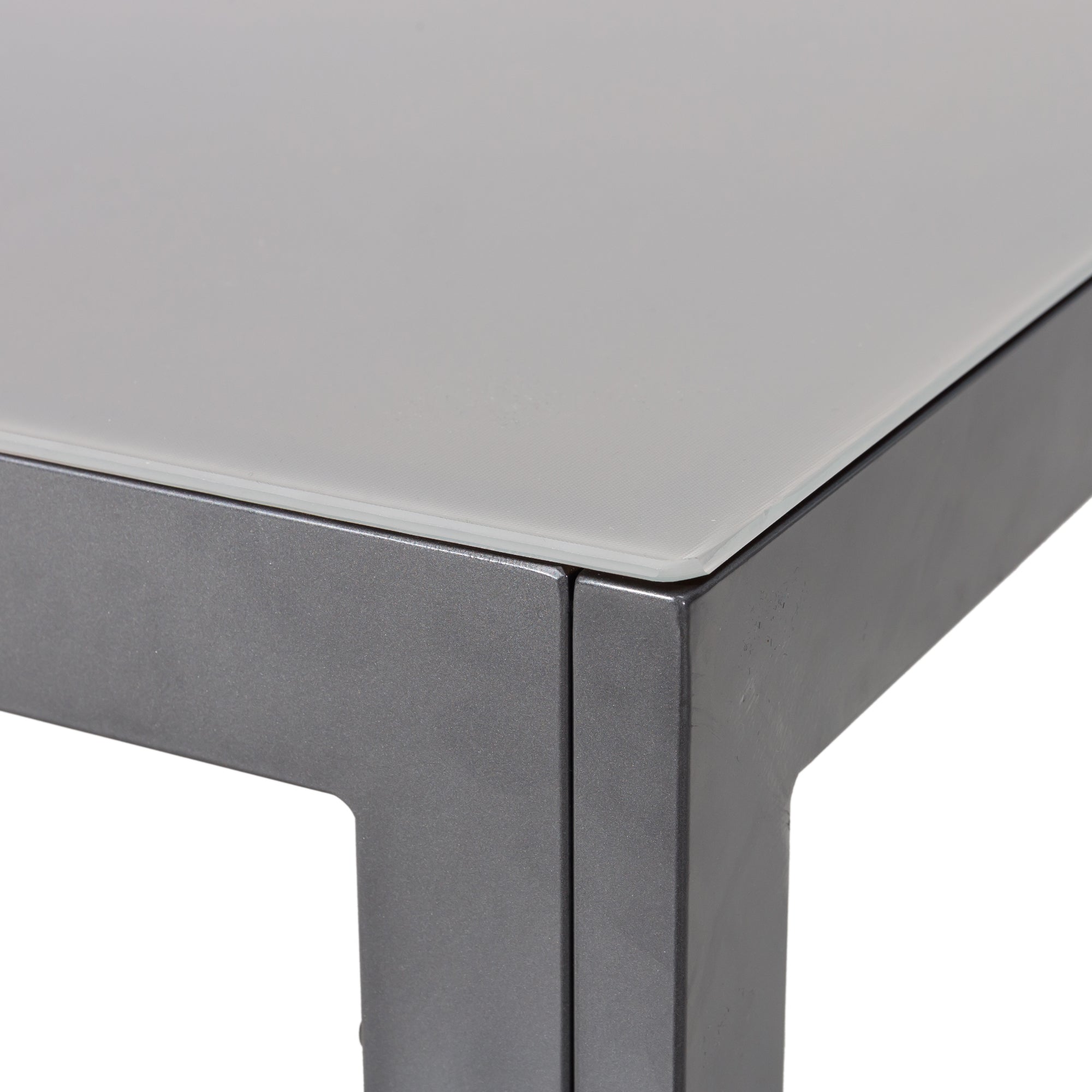 Aluminium Dining Tisch Santiago 150 x 80 x 74 cm mit Strukturglasplatte