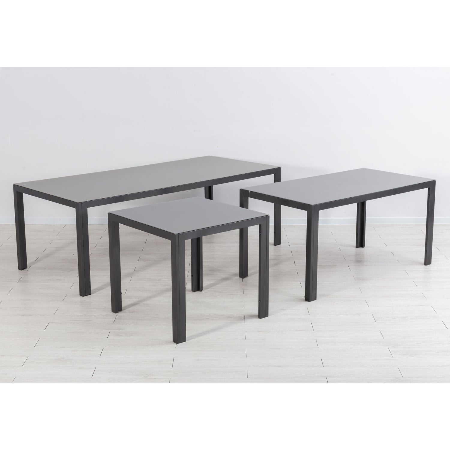 Aluminium Dining Tisch Santiago 150 x 80 x 74 cm mit Strukturglasplatte