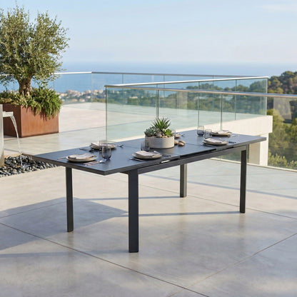 Ausziehtisch Colmar 180 / 240x90x76cm / Aluminium-Gestell kombiniert mit einer Keramikglasplatte