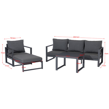 XXL Aluminium Lounge Set Belize inkl. Sessel und Hocker mit Sunbrella ® Kissen Wetterfest