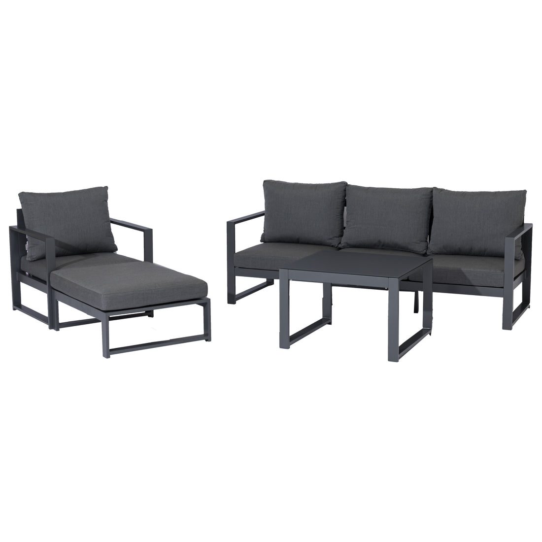 XXL Aluminium Lounge Set Belize inkl. Sessel und Hocker mit Sunbrella ® Kissen Wetterfest