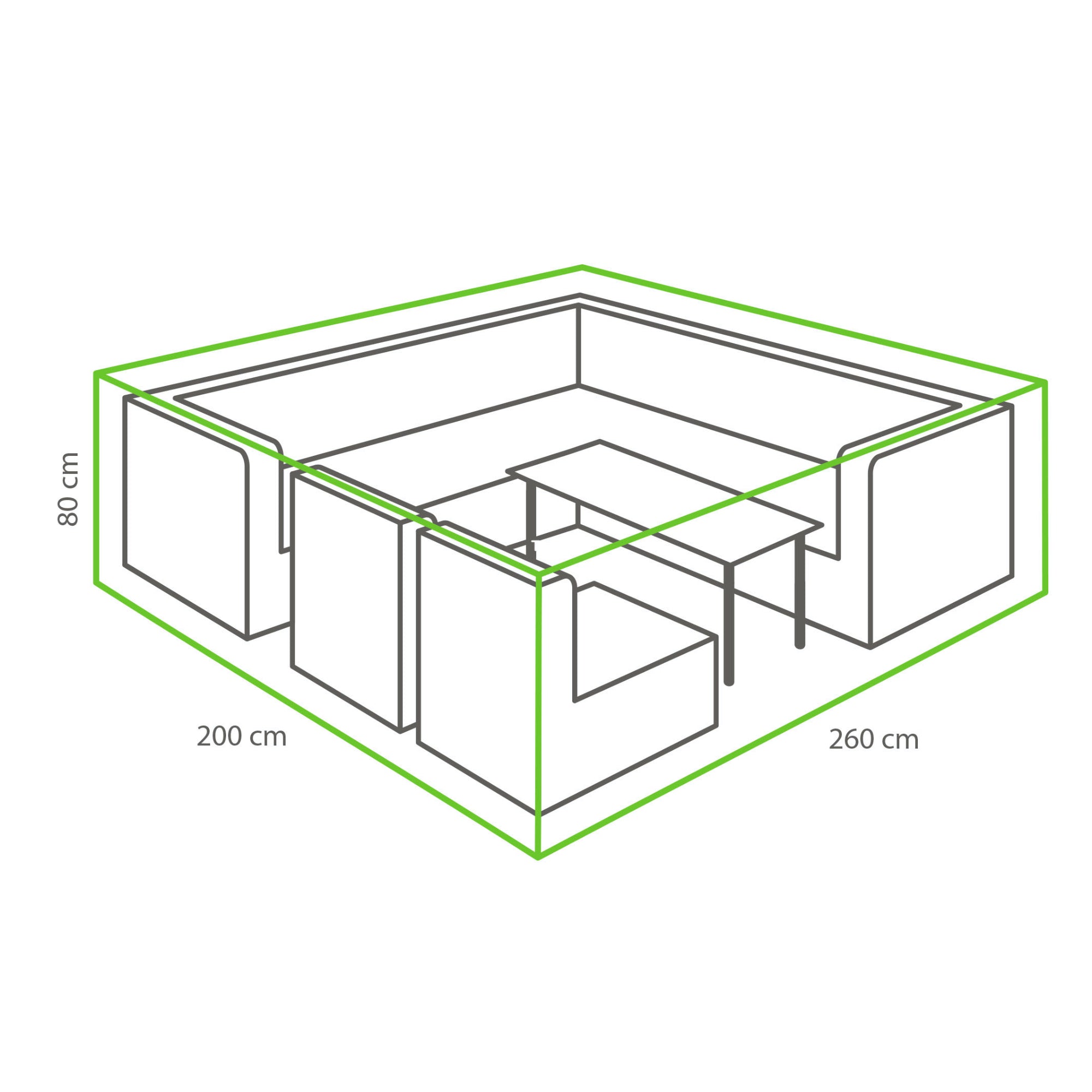 Premium Schutzhülle Gartenmöbel Dining Lounge 260x200x80 cm