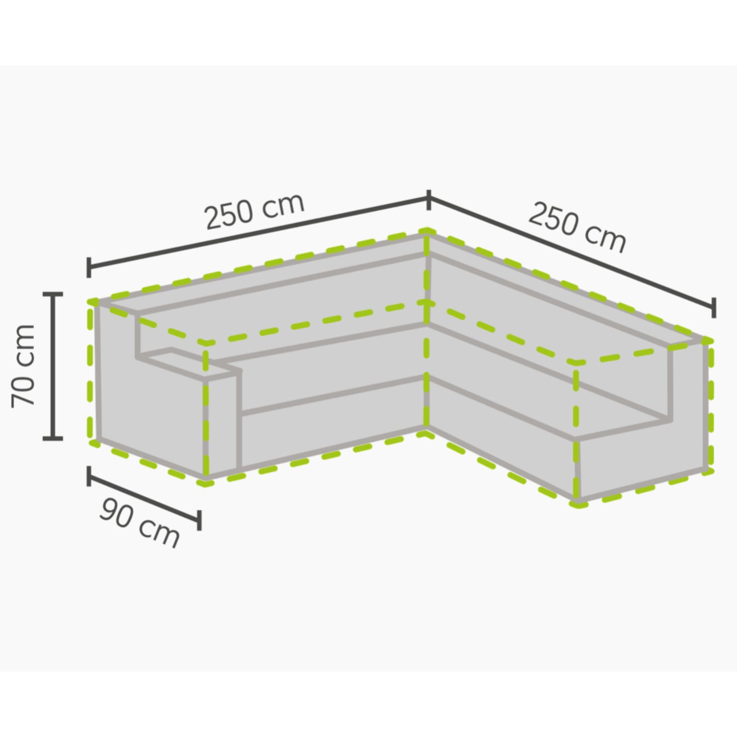 Premium Schutzhülle für Gartenmöbel Lounge - 250/90x250/90x70 cm