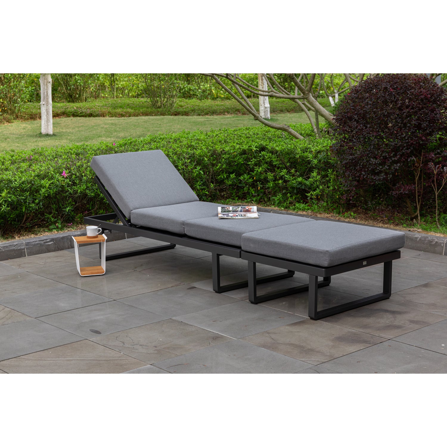 2 tlg. Luxus Alu Multifunktions- Lounge Set Tesoro inkl. Sonnenliege und Hocker