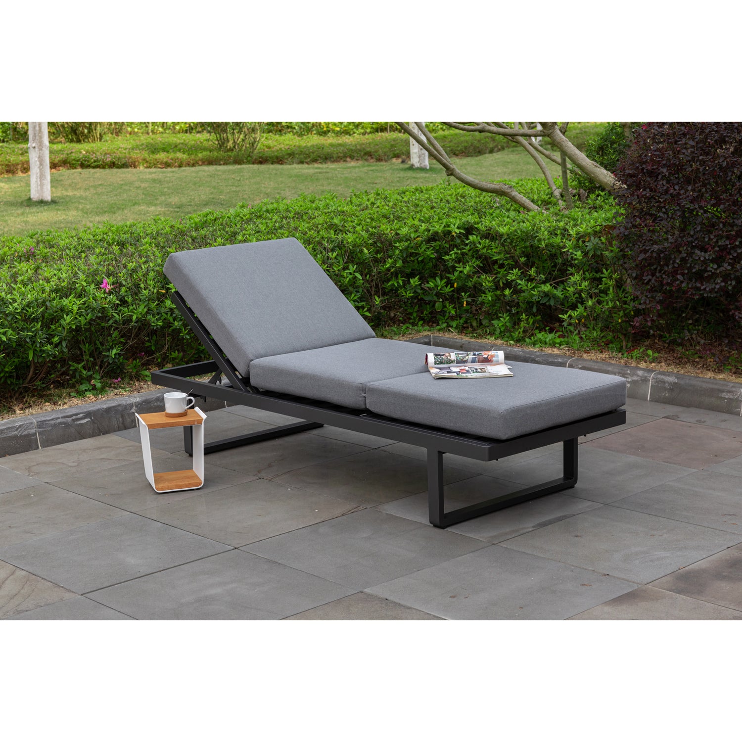 2 tlg. Luxus Alu Multifunktions- Lounge Set Tesoro inkl. Sonnenliege und Hocker