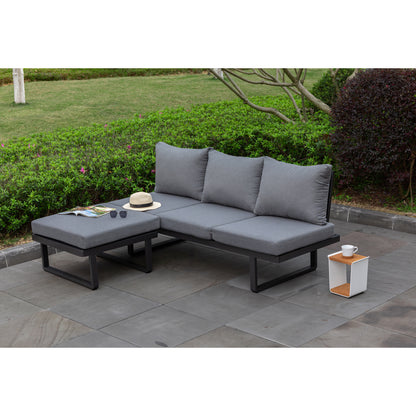2 tlg. Luxus Alu Multifunktions- Lounge Set Tesoro inkl. Sonnenliege und Hocker