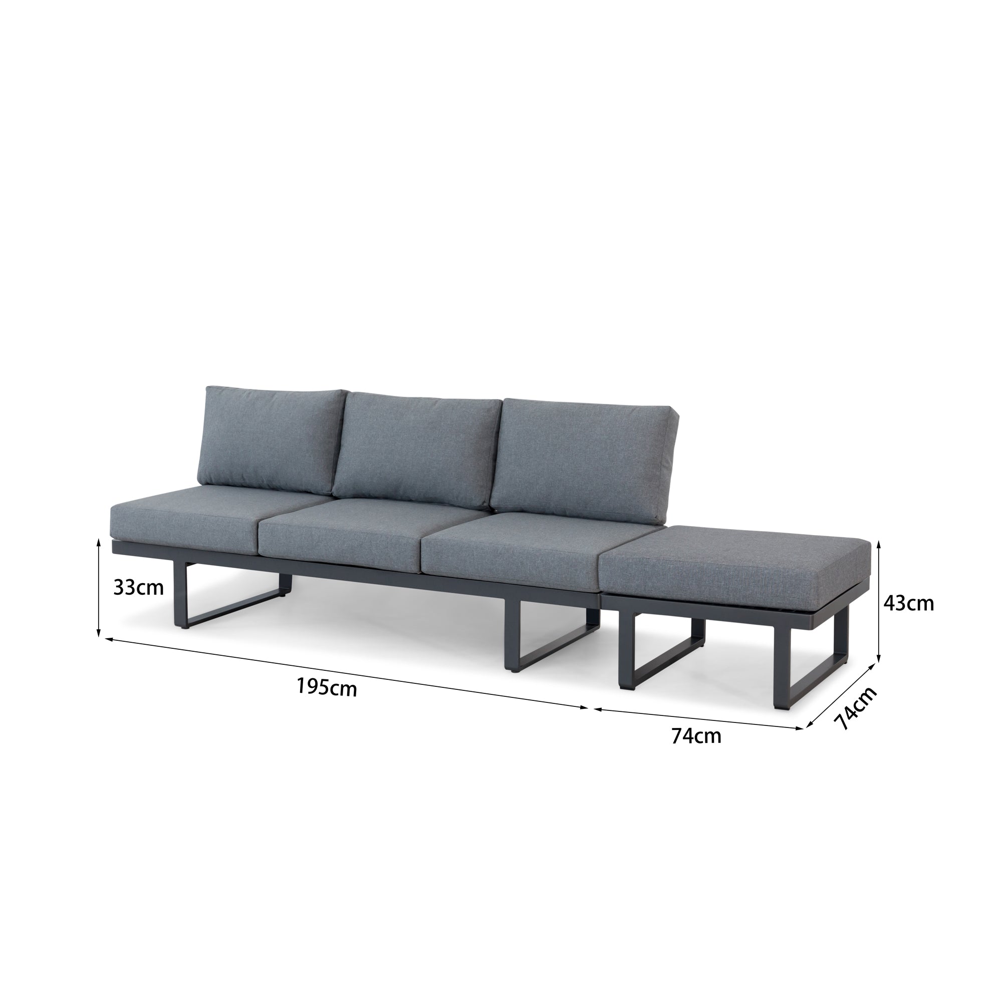 2 tlg. Luxus Alu Multifunktions- Lounge Set Tesoro inkl. Sonnenliege und Hocker