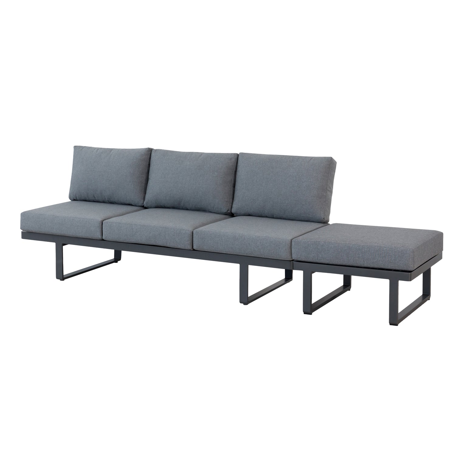 2 tlg. Luxus Alu Multifunktions- Lounge Set Tesoro inkl. Sonnenliege und Hocker
