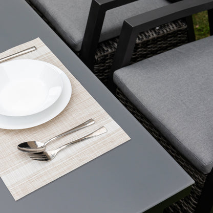 Aluminium Dining Tisch Ravello mit aufliegender Strukturglasplatte 220x100x75cm