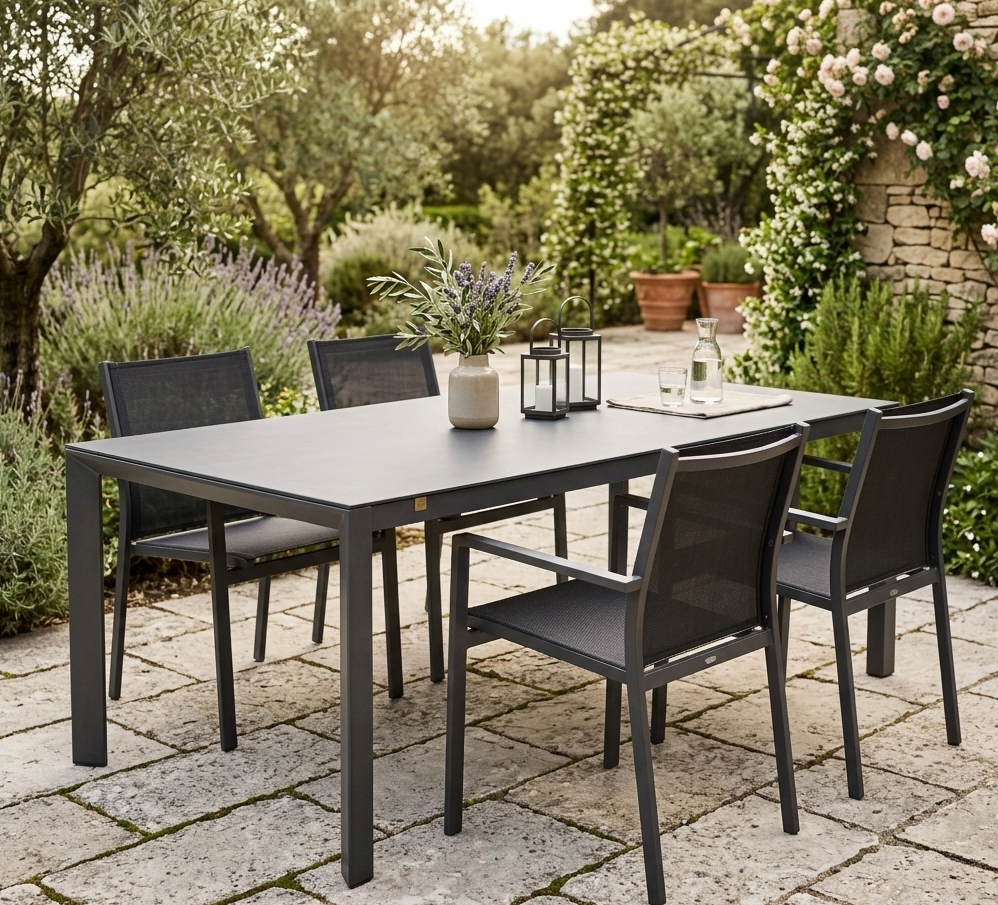 ☀️Summer Deal !☀️ Aluminium Dining Tisch Gan 220x100x75cm inkl. Keramikglasplatte