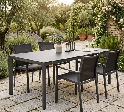☀️Summer Deal !☀️ Aluminium Dining Tisch Gan 220x100x75cm inkl. Keramikglasplatte