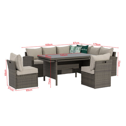 XXL Dining Eck-Lounge Set Monza inkl. Sessel mit ausziehbarem Tisch beidseitig stellbar