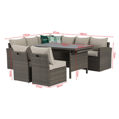 XXL Dining Eck-Lounge Set Monza inkl. Sessel mit ausziehbarem Tisch beidseitig stellbar