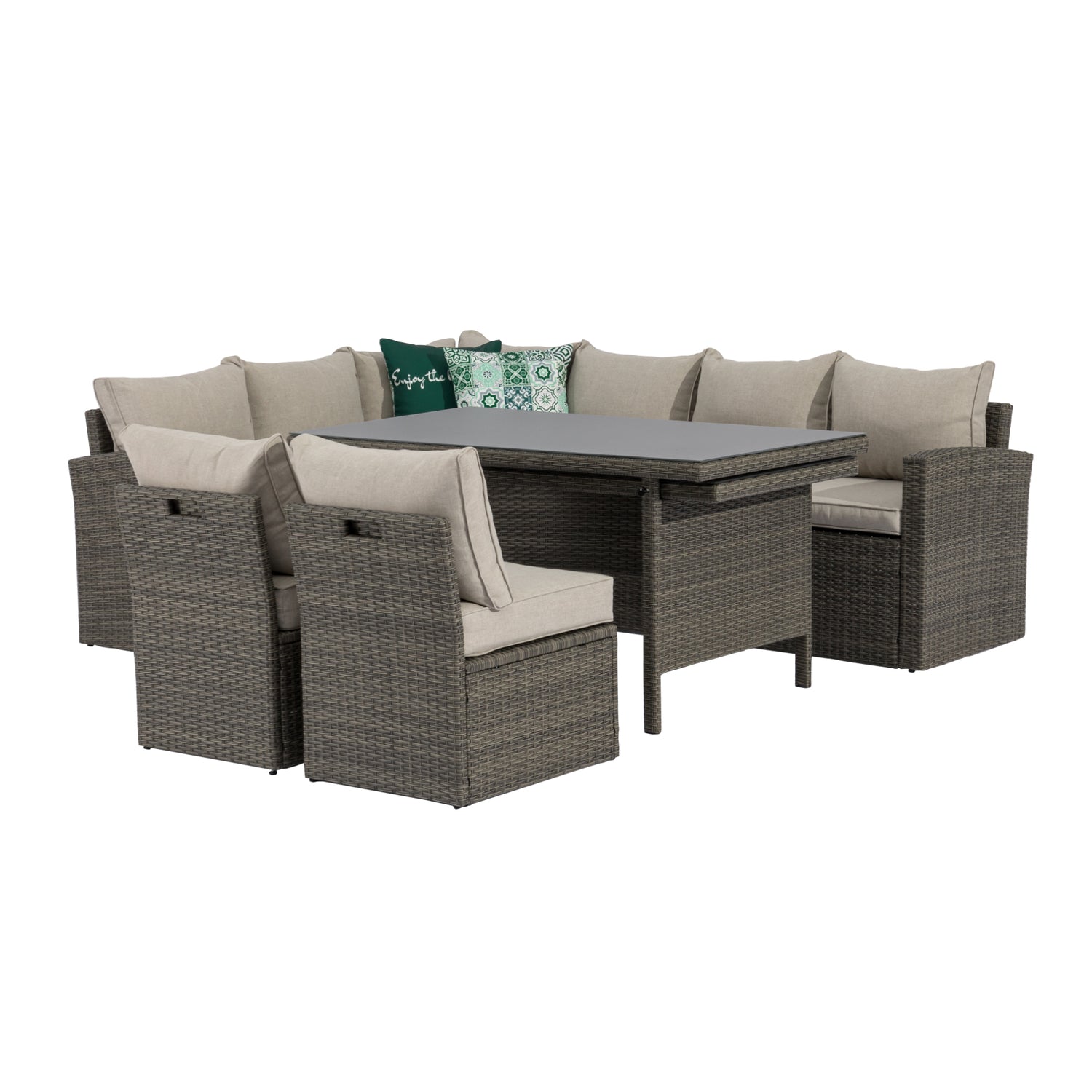 XXL Dining Eck-Lounge Set Monza inkl. Sessel mit ausziehbarem Tisch beidseitig stellbar