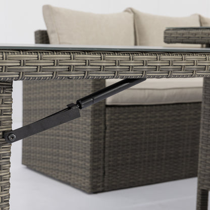 XXL Dining Eck-Lounge Set Monza inkl. Sessel mit ausziehbarem Tisch beidseitig stellbar