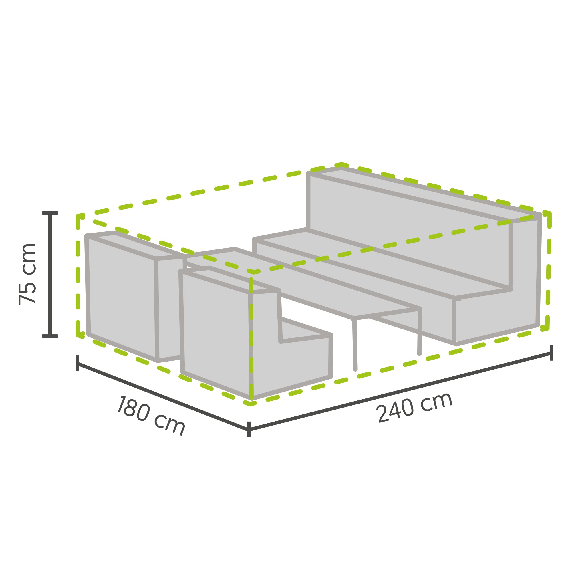 Premium Schutzhülle für Gartenmöbel Loungeset - 240x180x75 cm