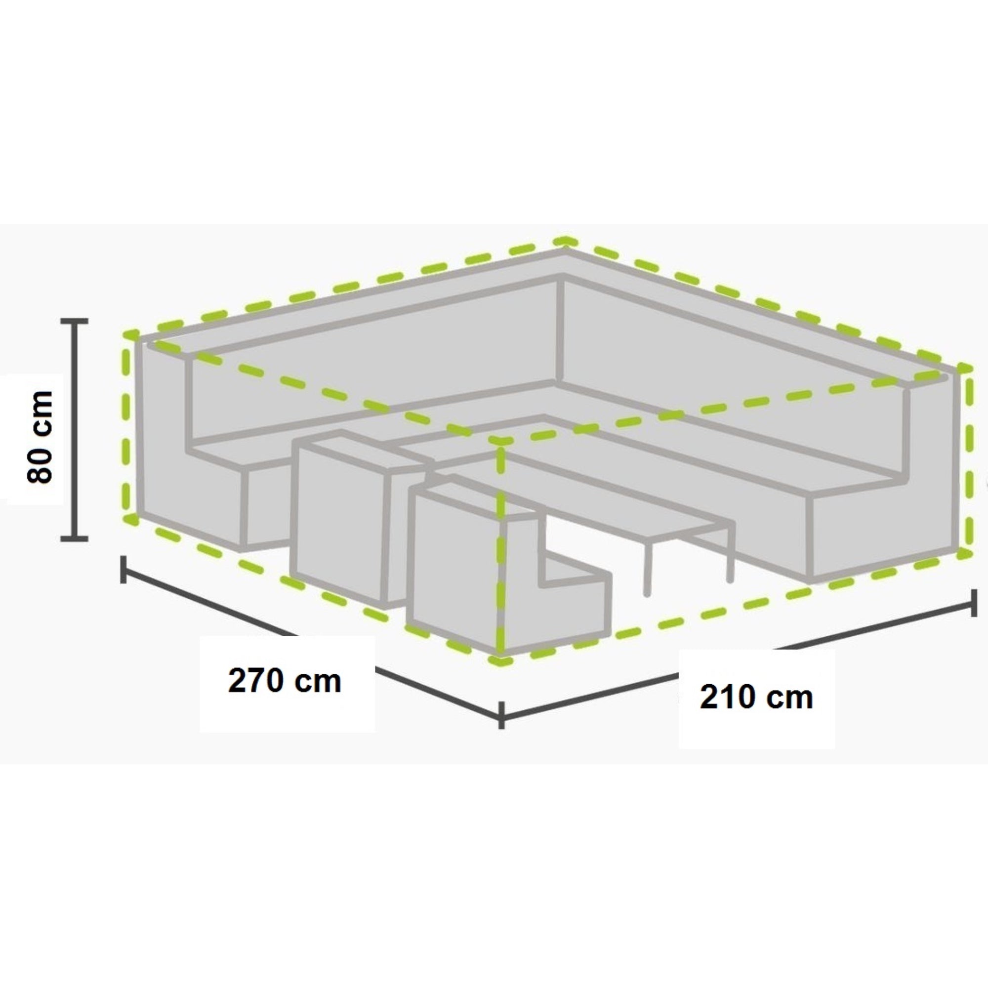 Premium Schutzhülle für Gartenmöbel Dining Eck Loungeset - 270x210x80 cm