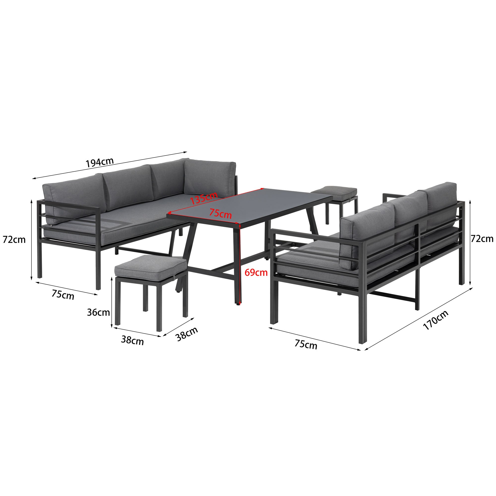 Trend-Produkt: Alu Dining Lounge Set Lardo mit  3in1 Funktion / Wetterfest