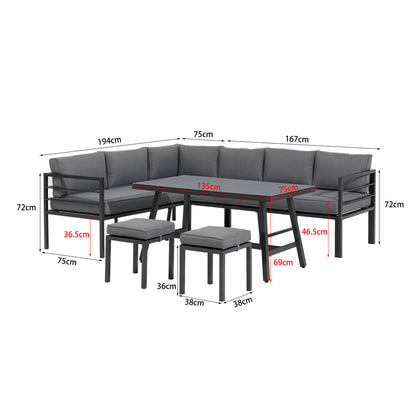 Trend-Produkt: Alu Dining Lounge Set Lardo mit  3in1 Funktion / Wetterfest