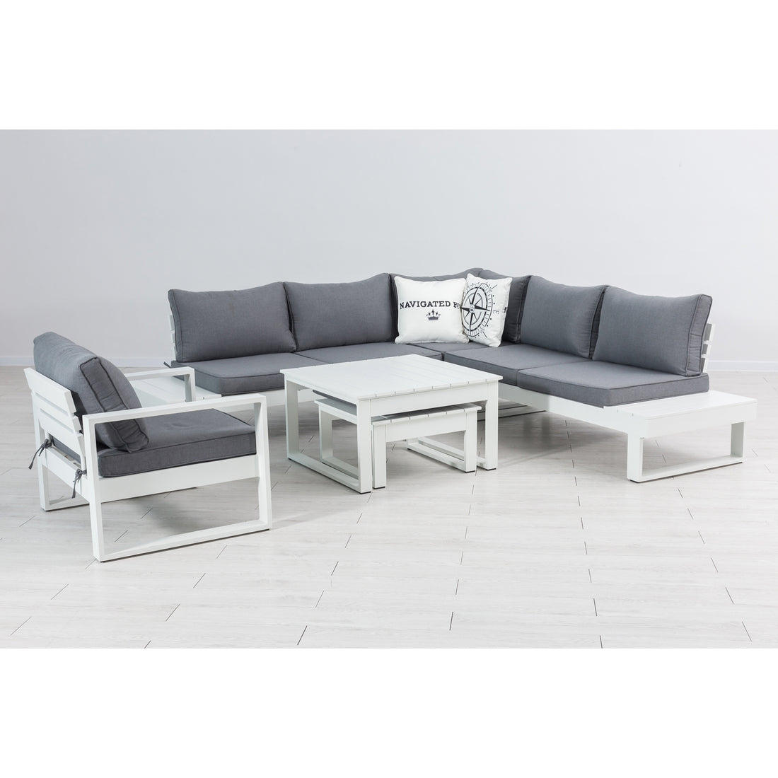 Designer XXL Aluminium Lounge Set modern Baracoa in der Farbe weiß