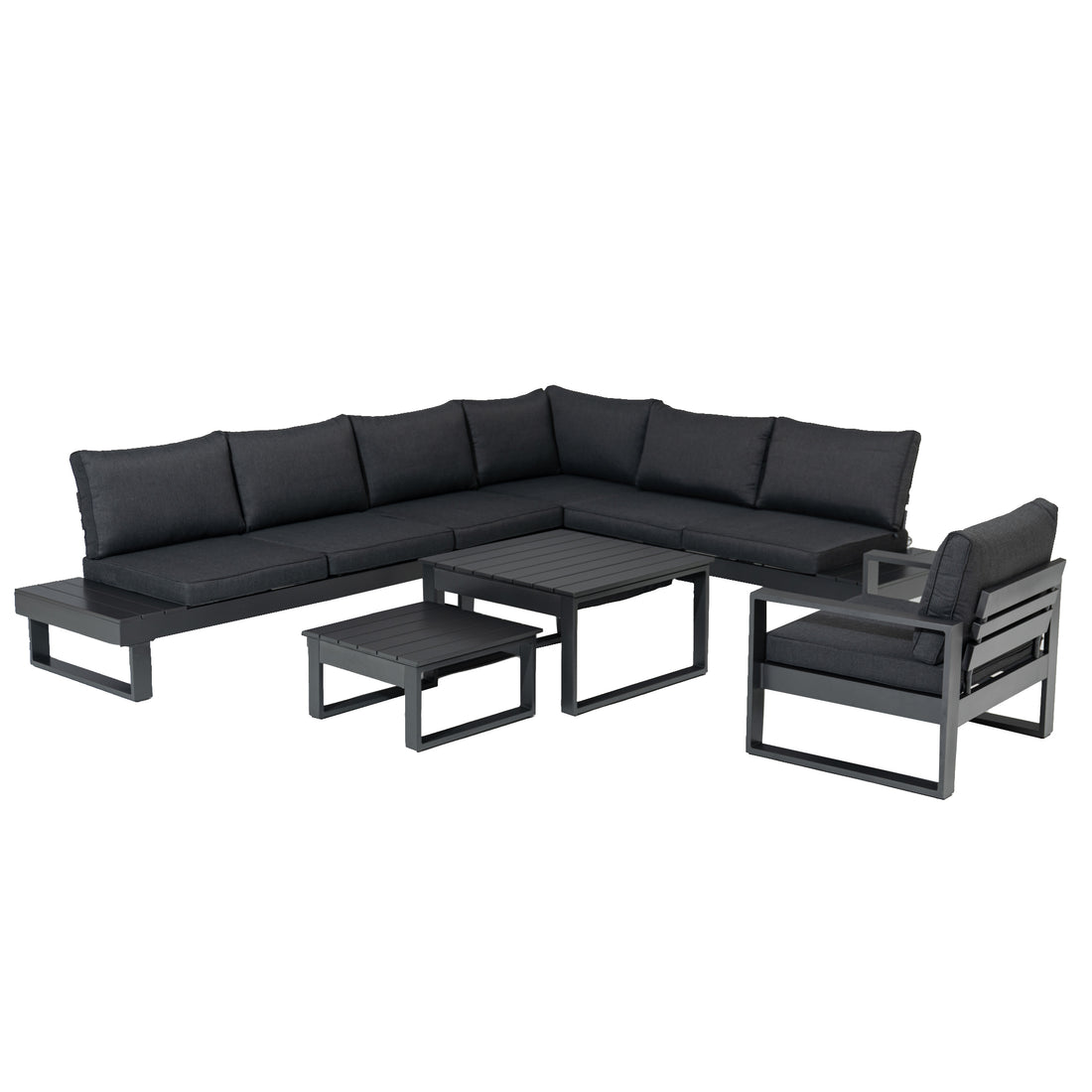 Designer Alu Lounge Set modern Baracoa in der Farbe anthrazit inkl. Lounge Sessel